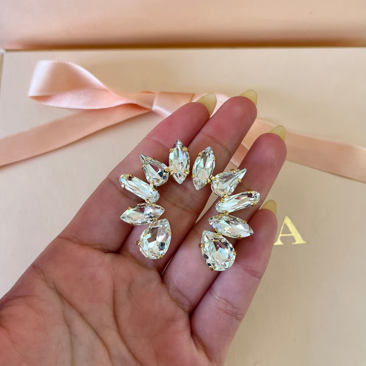 Mixed shapes Swarovski crystals gold plated studs