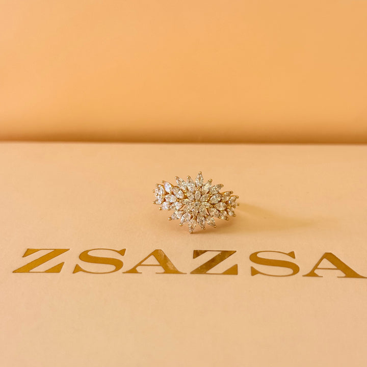 Flower marquise zircone gold plated set