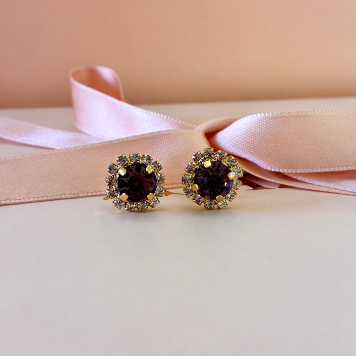 Mauve dainty Preciosa crystals gold plated set