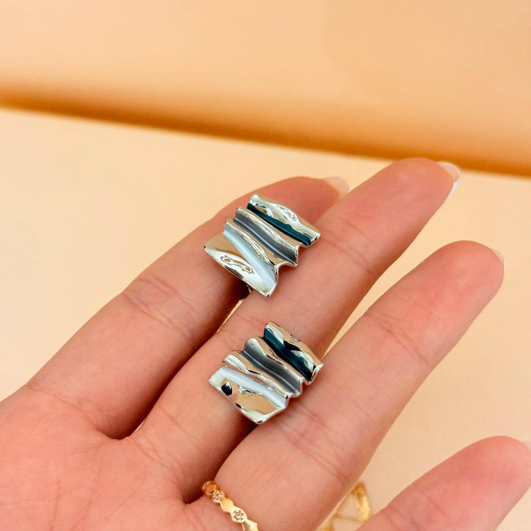 Blue, grey and white silver enamel earrings and ring