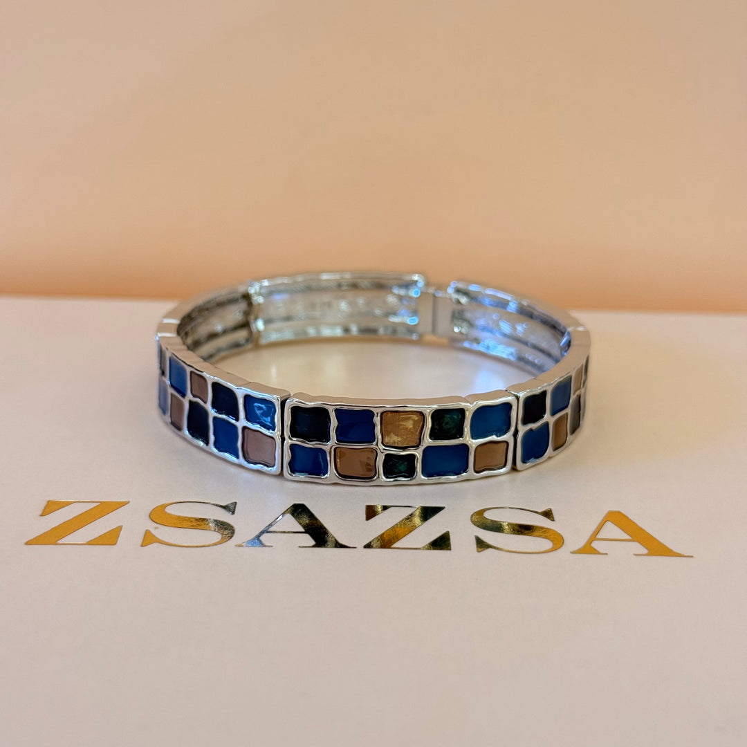 Blue & bronze silver Enamel Set