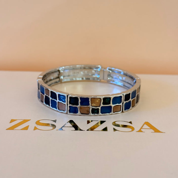 Blue & bronze silver Enamel Set