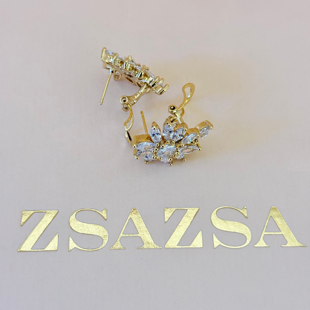 Marquise and square zircone gold plated pendant set