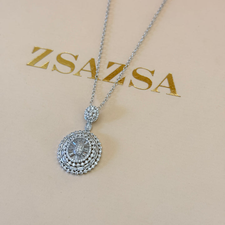 Mixed shapes zircone silver pendant