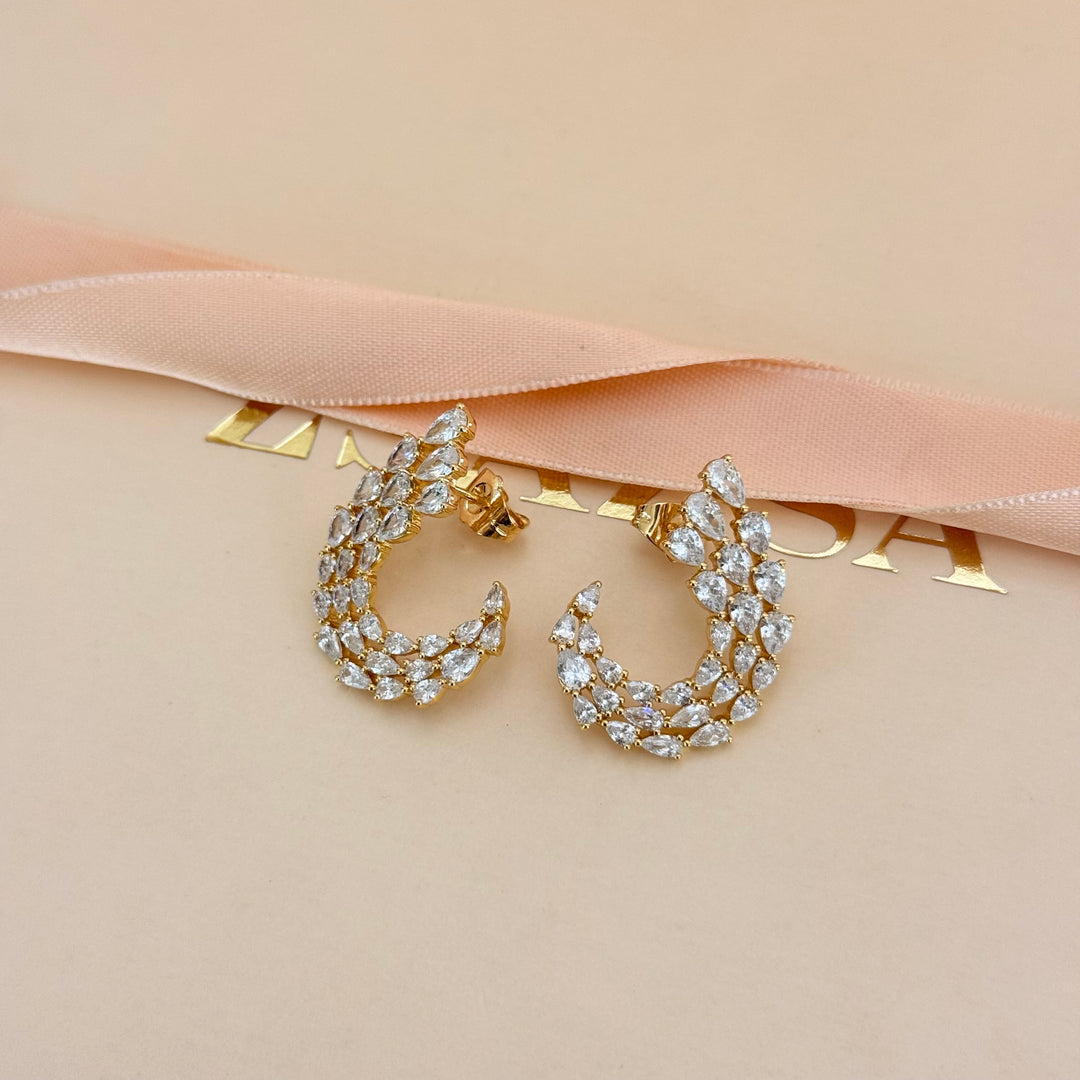 Teardrop Gold Plated Zircone Statement Earrings