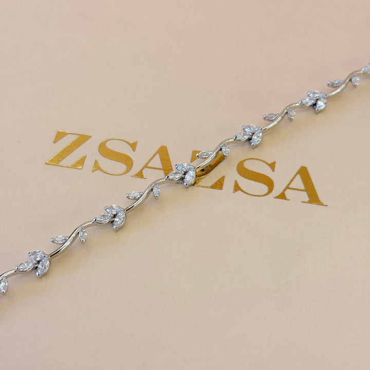 Dainty zircone white gold plated silver bracelet