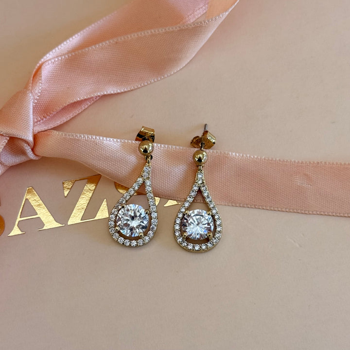 Dangling zircone gold plated earrings