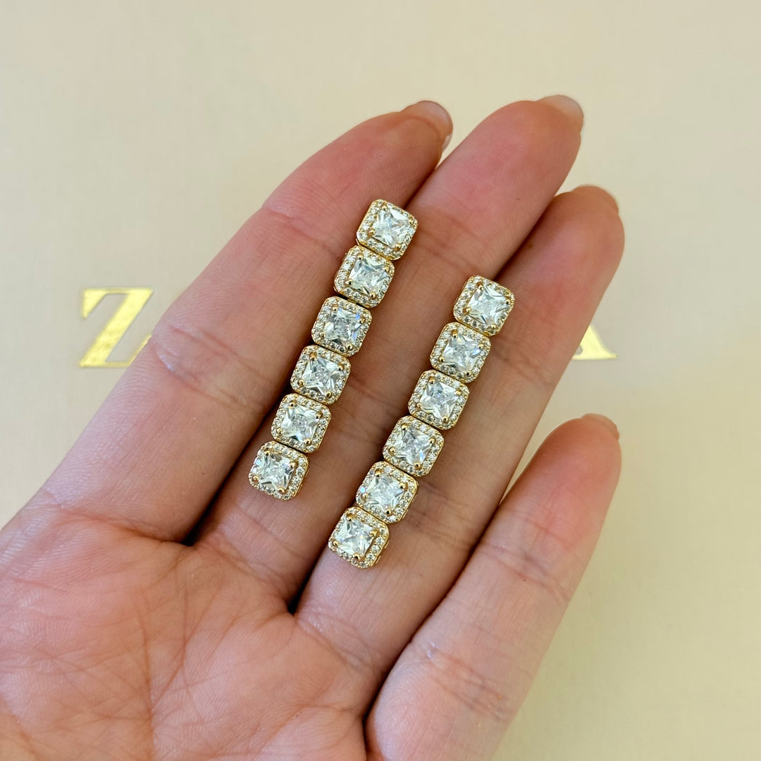 Square zircone gold plated set