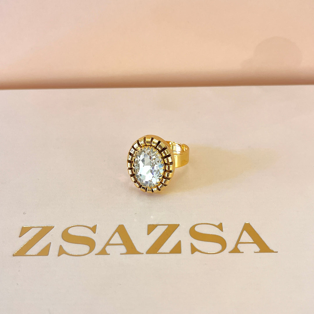 Swarovski crystals teardrop and oval gold plated set