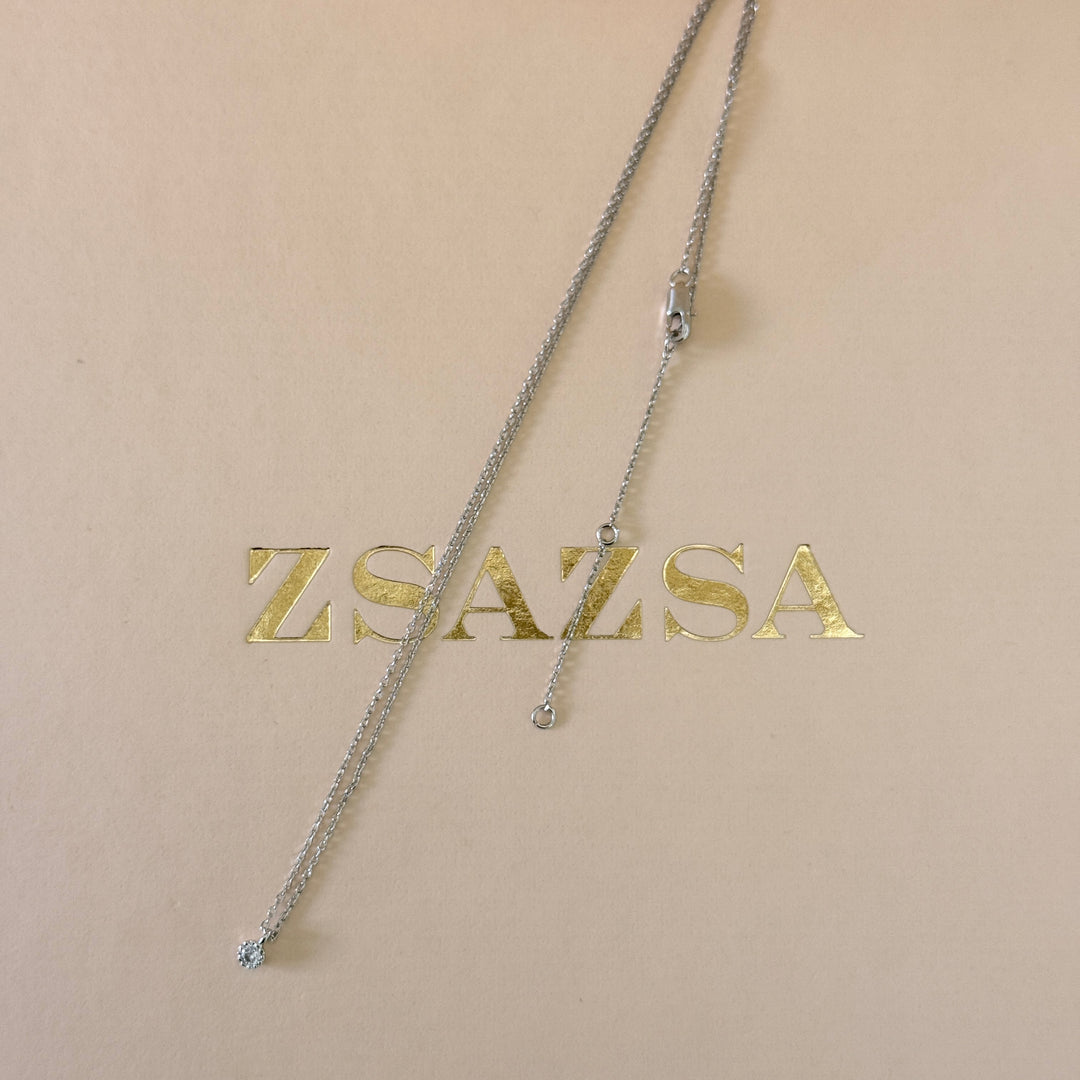 Dainty solitaire zircone silver pendant
