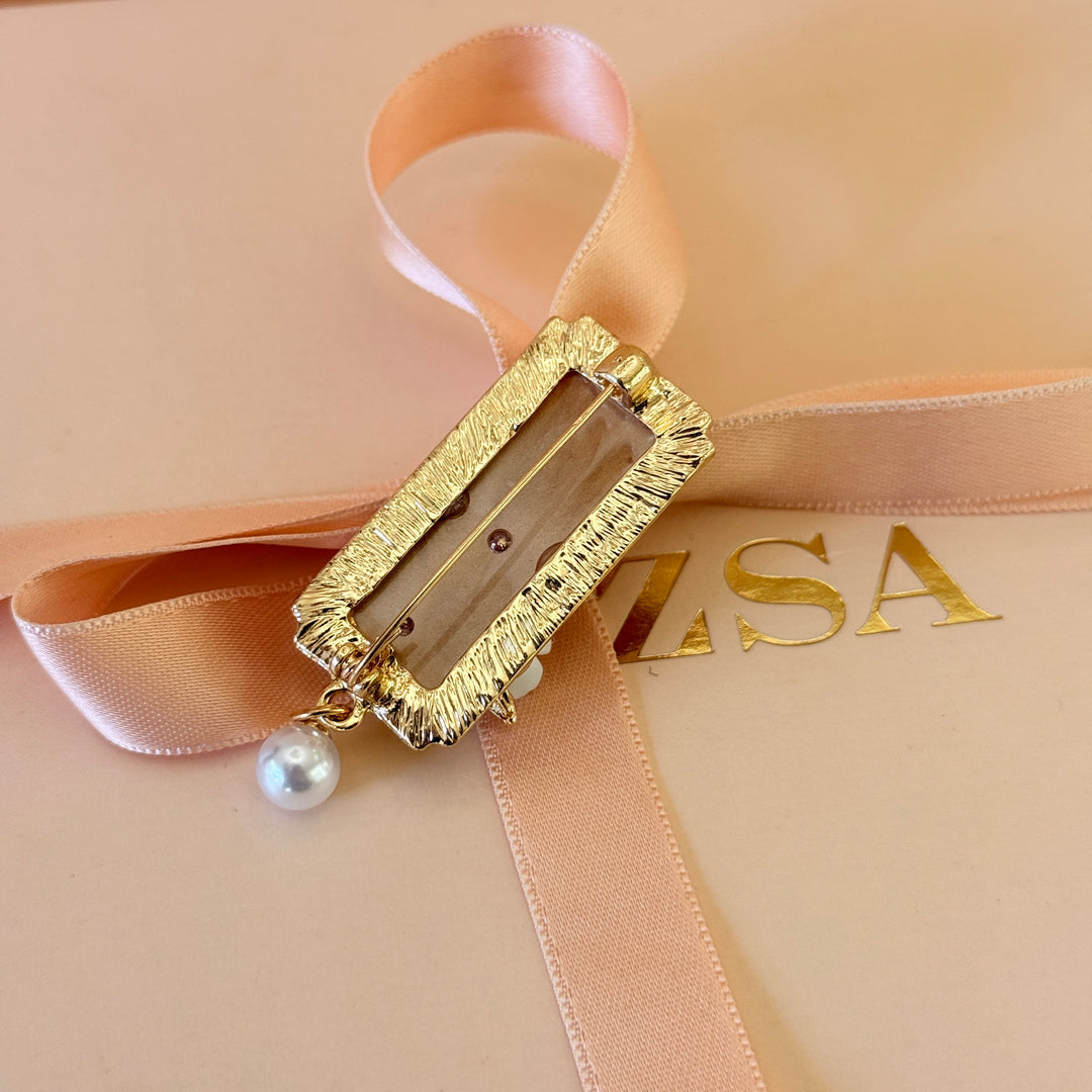 Vintage Floral Pearl Drop Brooch