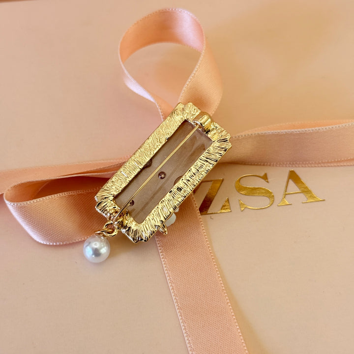 Vintage Floral Pearl Drop Brooch