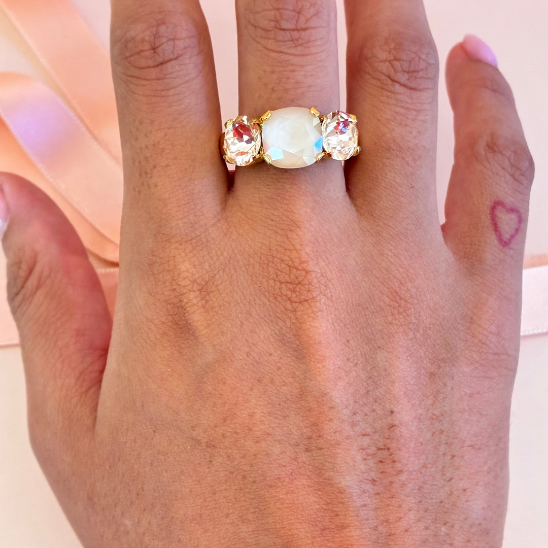 Peach Swarovski crystals gold plated ring