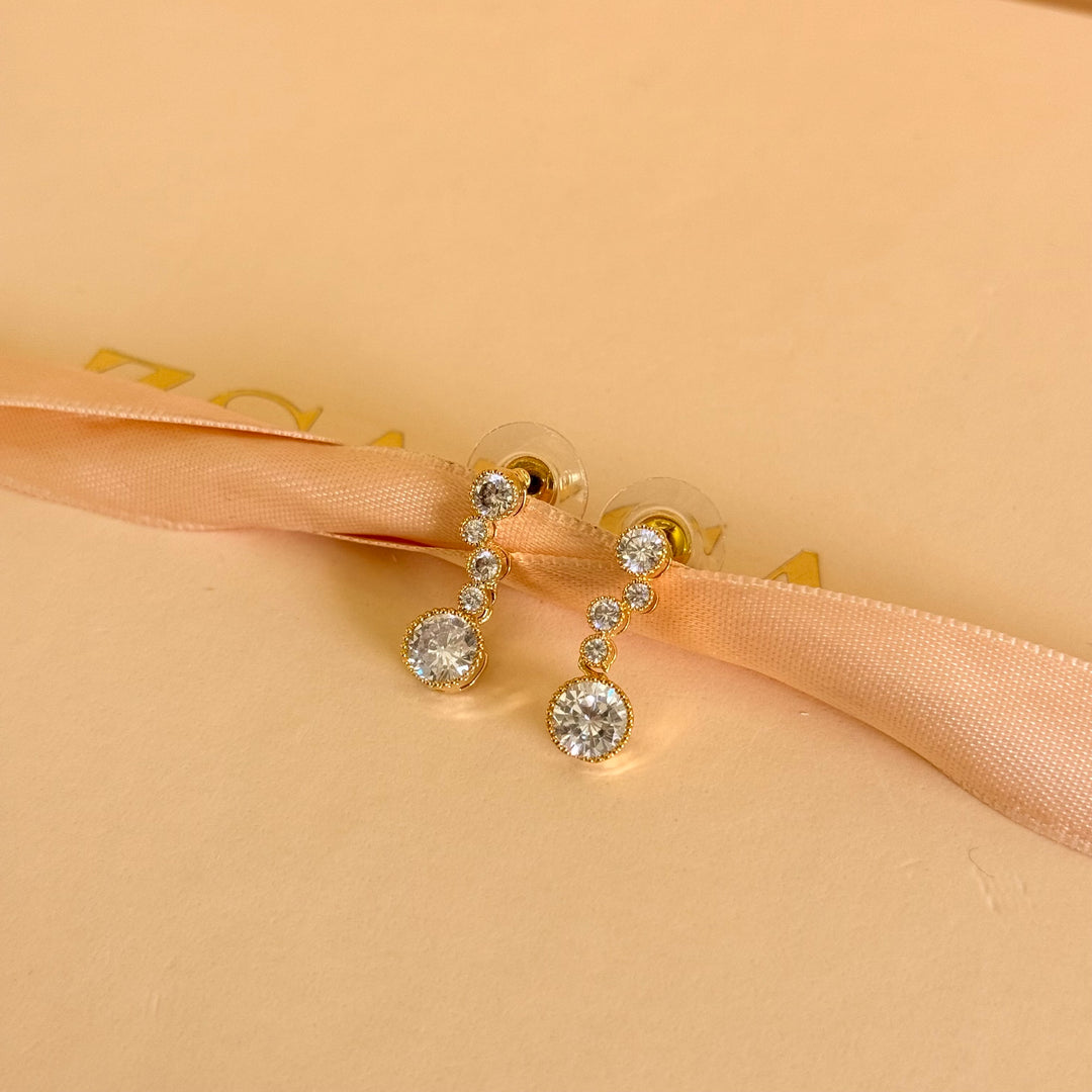 Dainty rounds zircone gold plated earrings