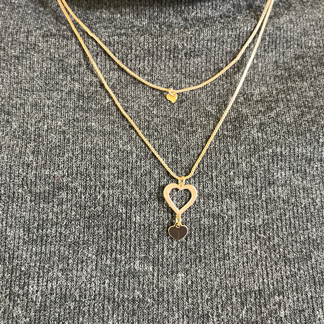 Hearts rose gold plated 2 rows necklace