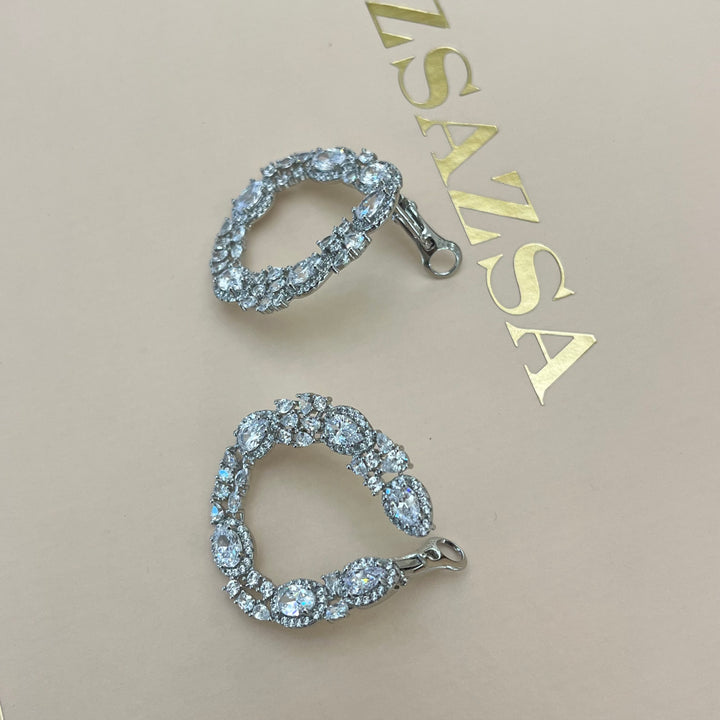 Silver zircone round earrings