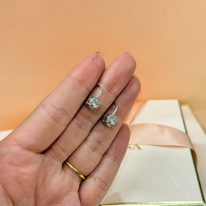 Dainty round zircone sterling silver hooks