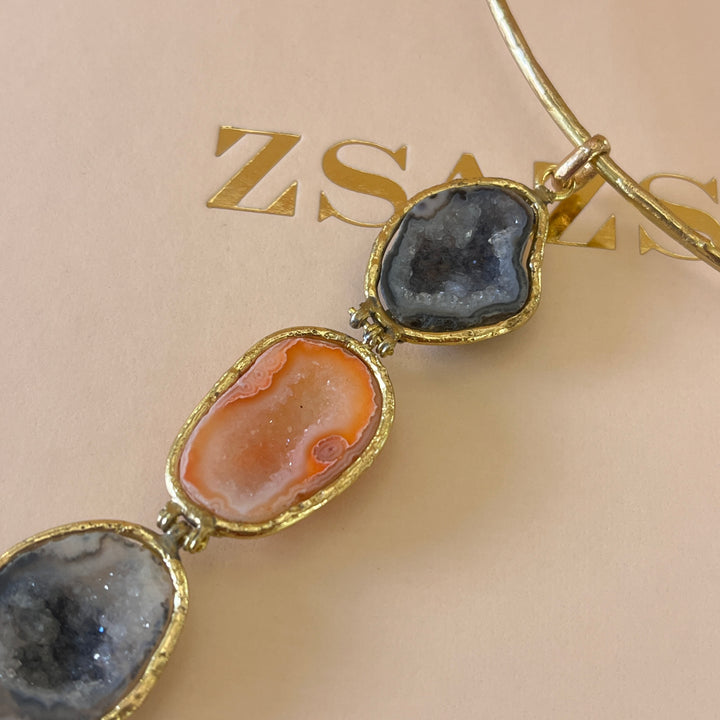 Pink & black geodes handmade set