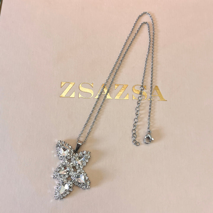 Preciosa crystals teardrop white gold plated pendant