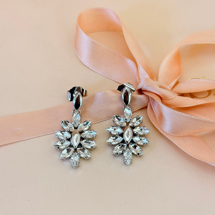 Marquise Swarovski crystals white gold plated earrings