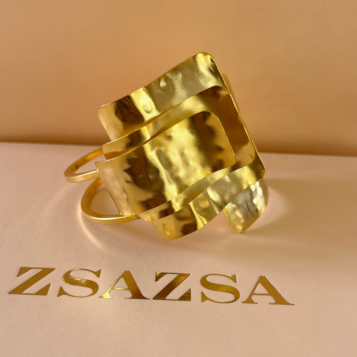 Gold handmade earrings & bangle