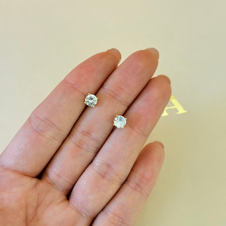 Solitaire zircone sterling silver gold plated set