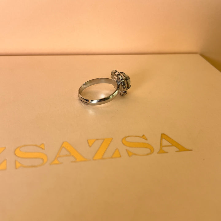 Preciosa crystals flower white gold plated set