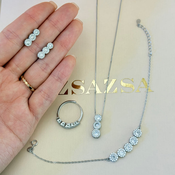 Dainty zircone sterling silver set