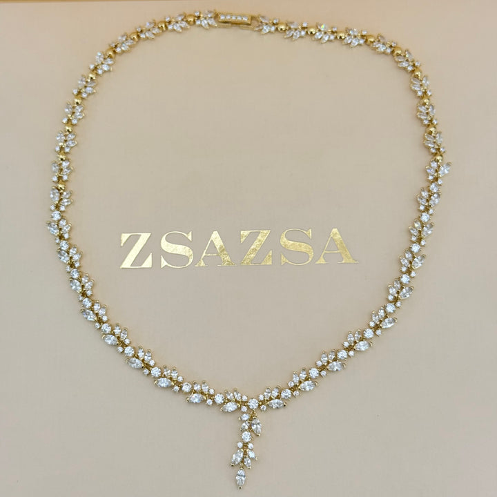 Marquise zircone gold plated set