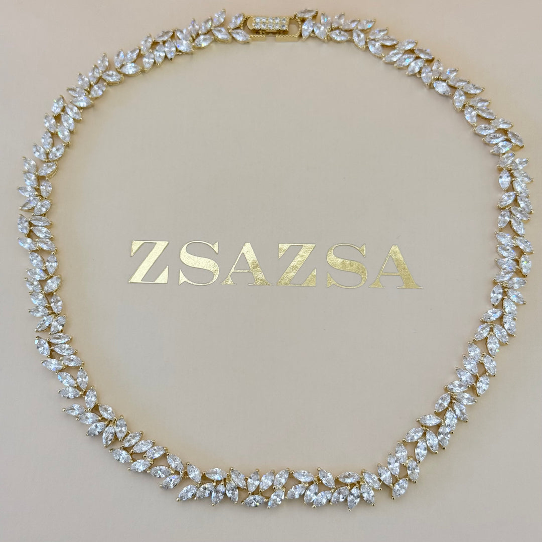 Marquise zircone gold plated set