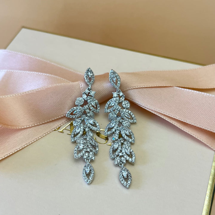 Silver zircone marquise earrings