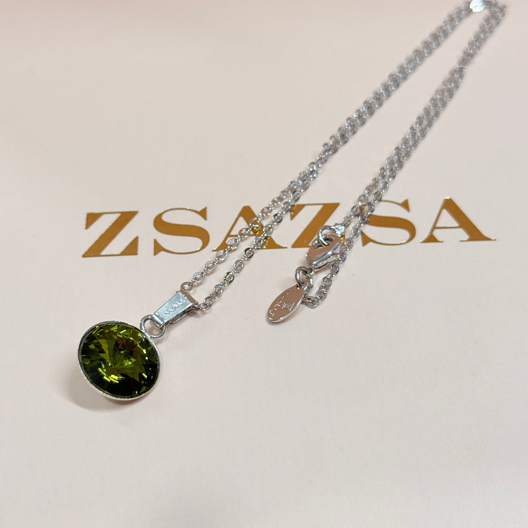 Olive green Swarovski crystals silver set
