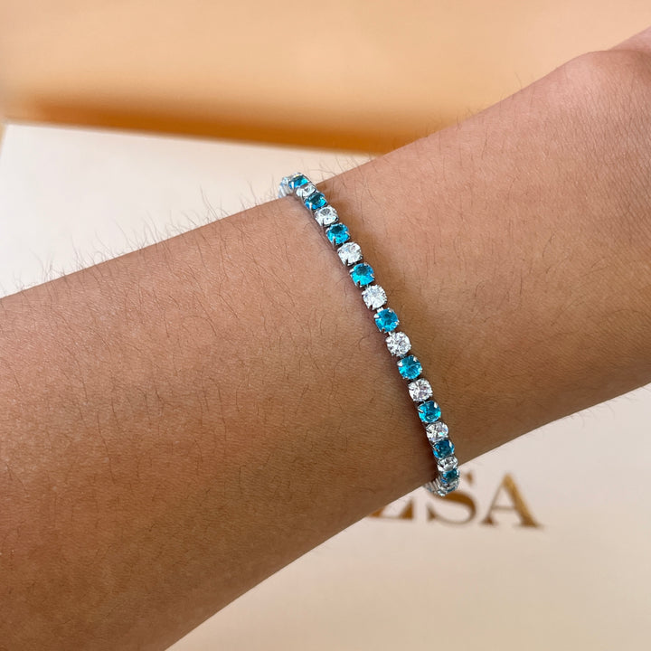 Turquoise mix zircone tennis bracelet