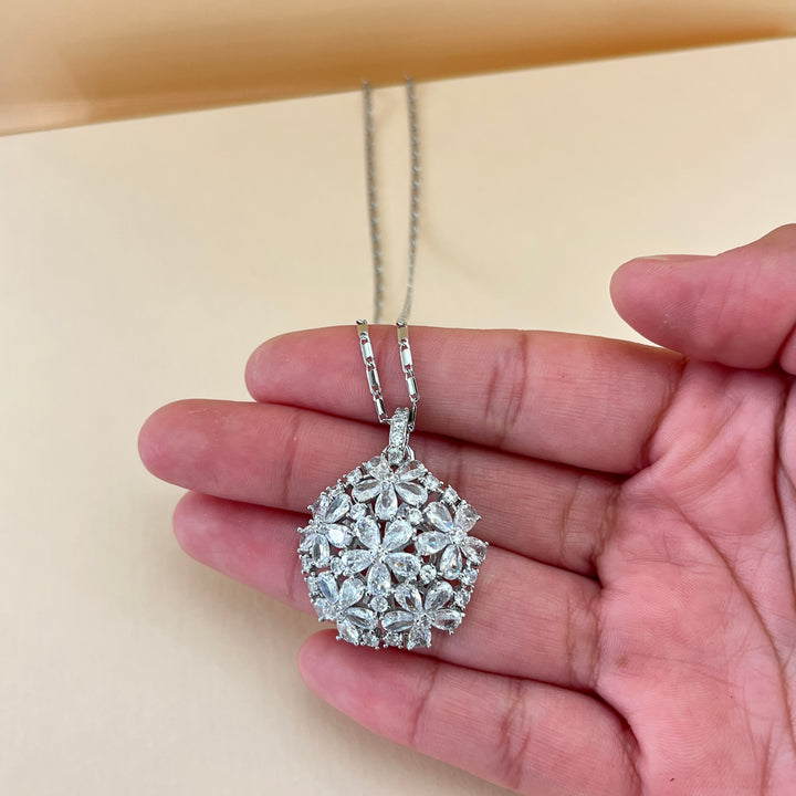 Silver zircone flower set