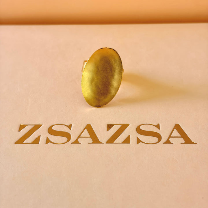 Handmade Oval Plain Gold Ring | Gold Plated | ZsaZsa