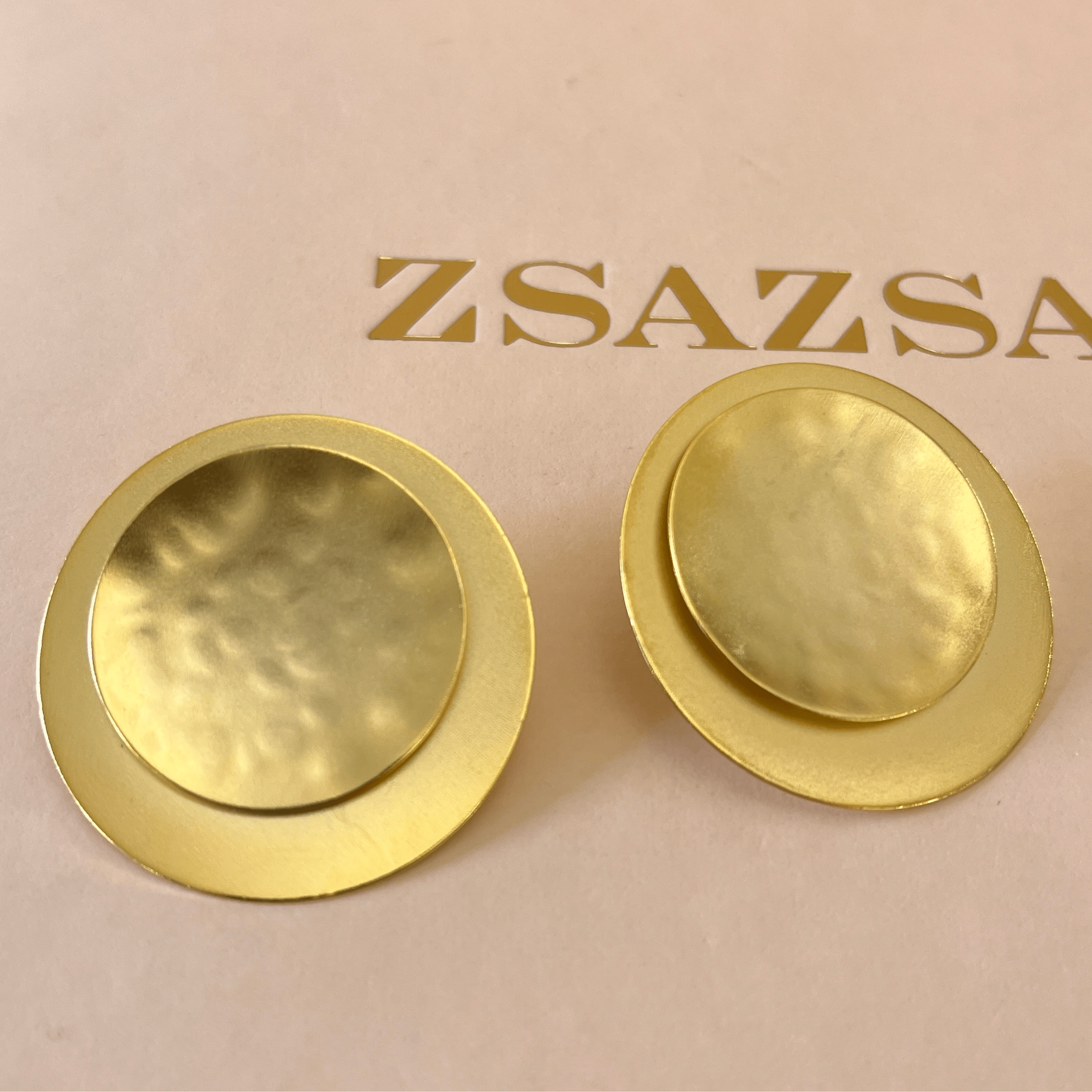 Gold round handmade studs