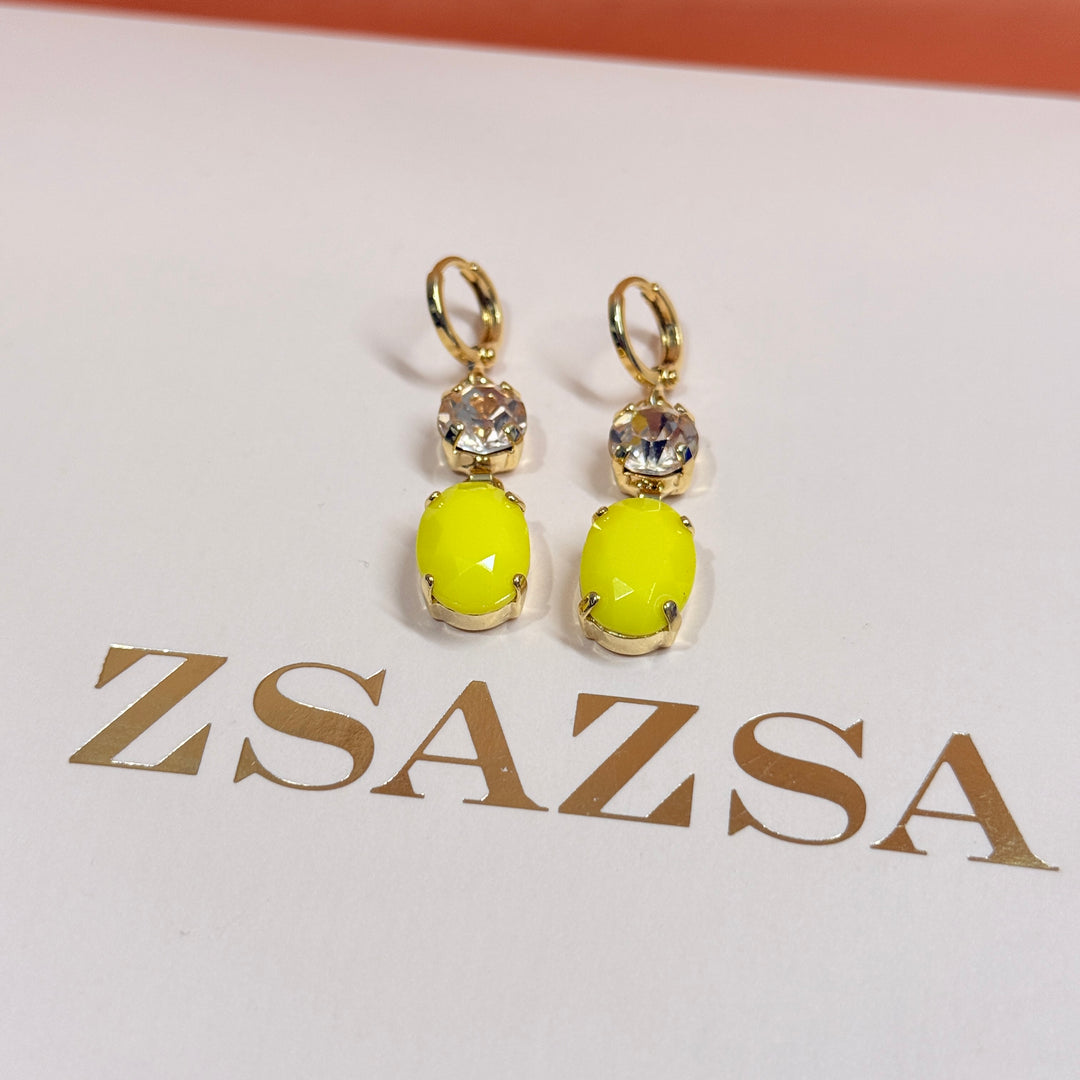 Oval and round champagne and yellow preciosa crystals pendant set