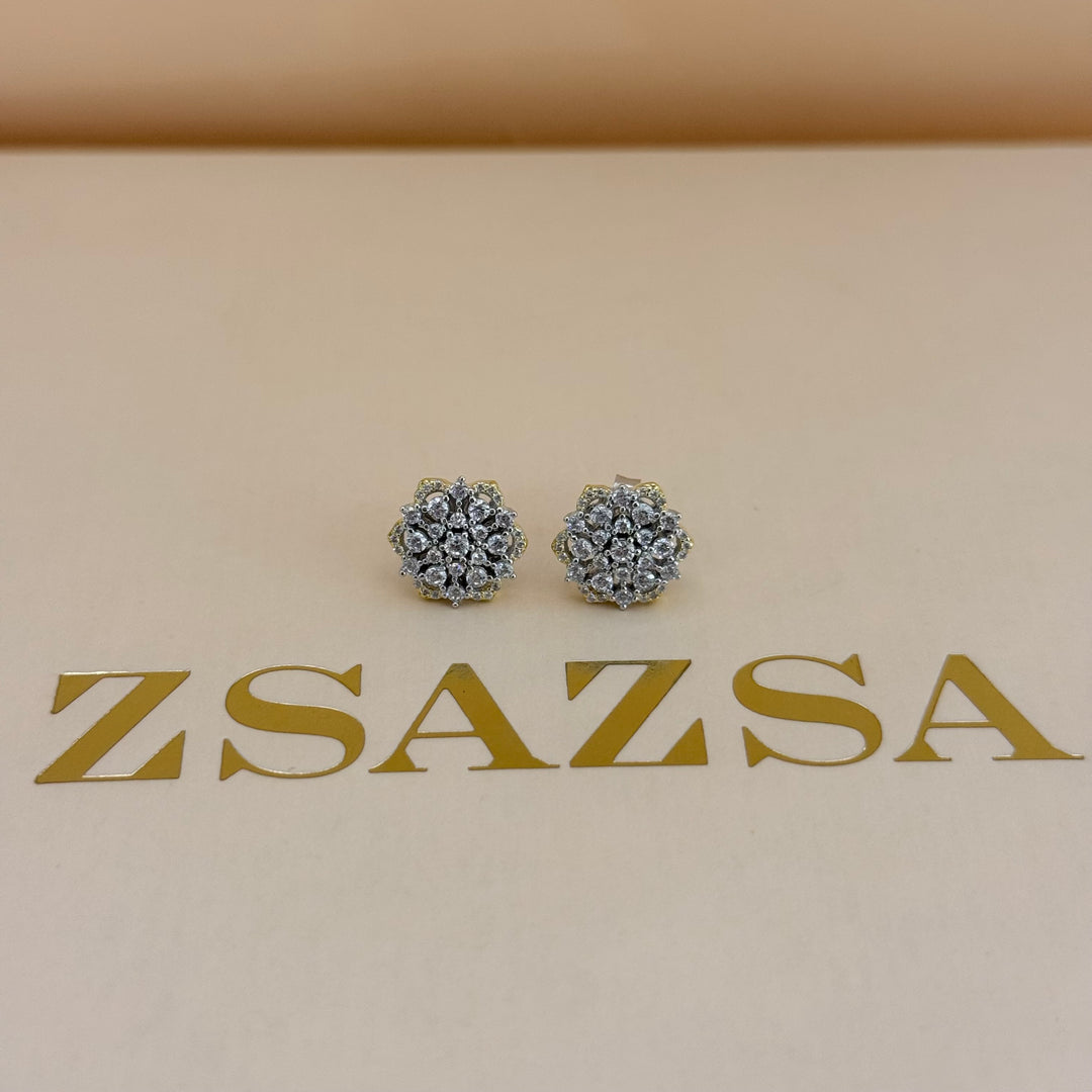 Flower sterling silver zircone pendant set