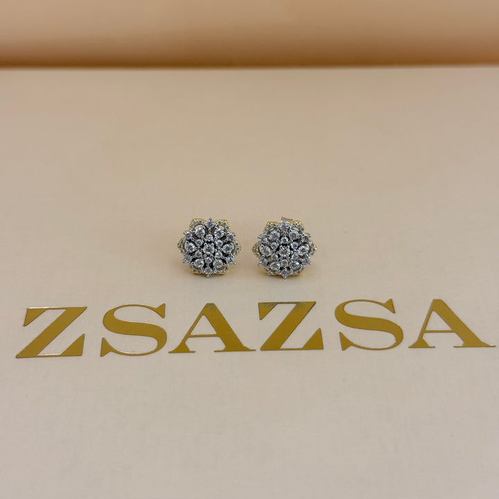 Flower sterling silver zircone pendant set
