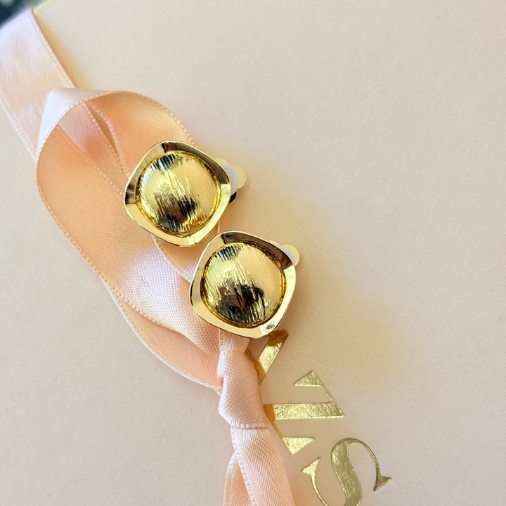 Plain texture gold plated clip on earrings