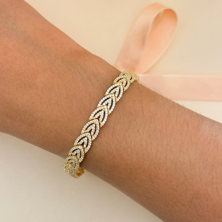 Zircone leaves gold plated bracelet