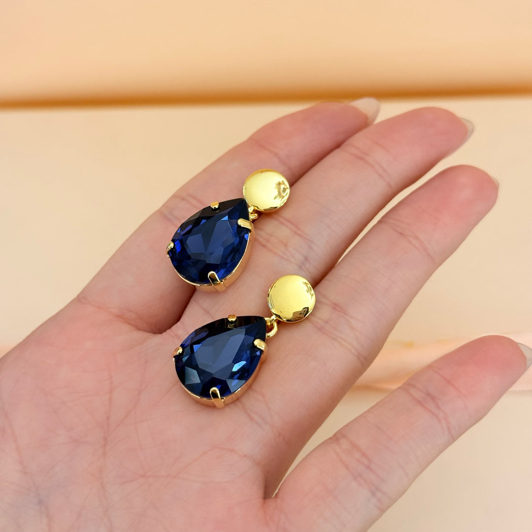 Teardrop violet Swarovski crystal earrings and ring