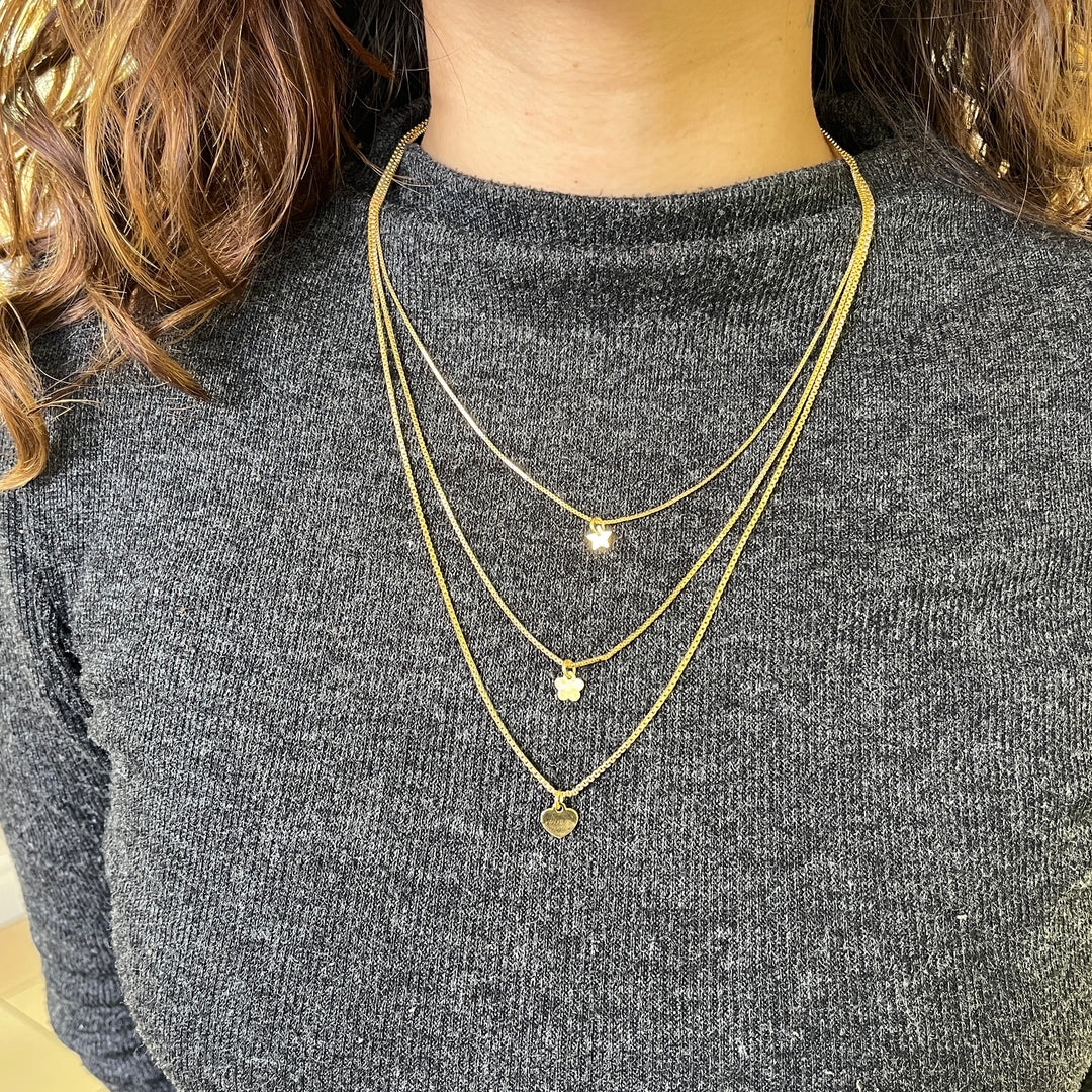 Gold plated 3 rows necklace