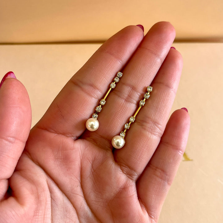 Pearl and rhinestone gold plated set