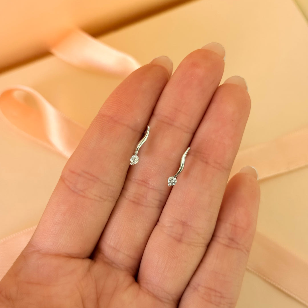 Dainty zircone silver earrings