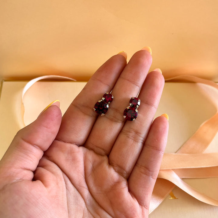 Dark red preciosa Crystal studs