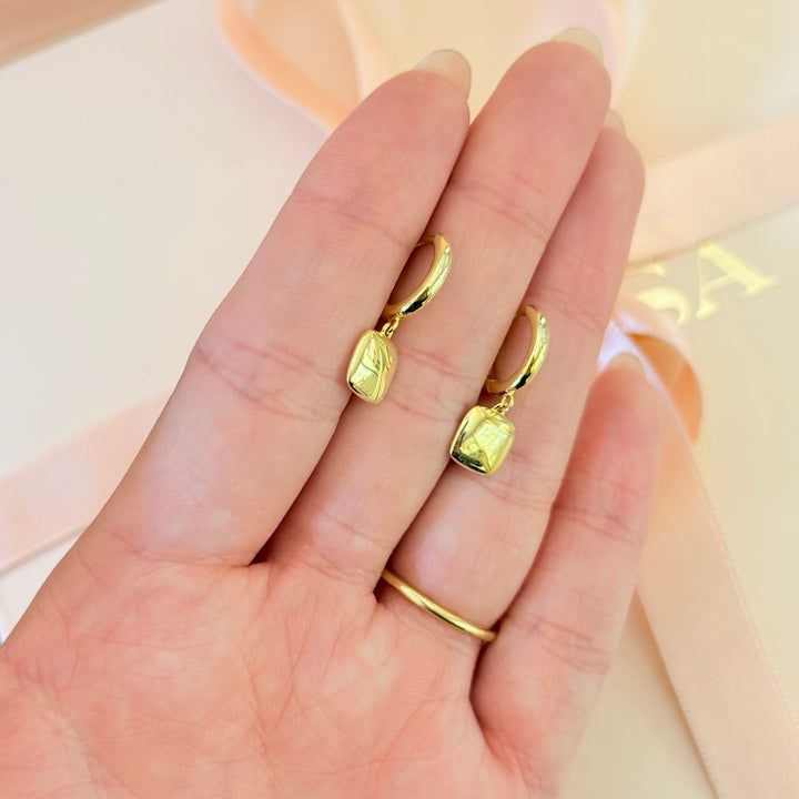 Square sterling silver gold plated hoops