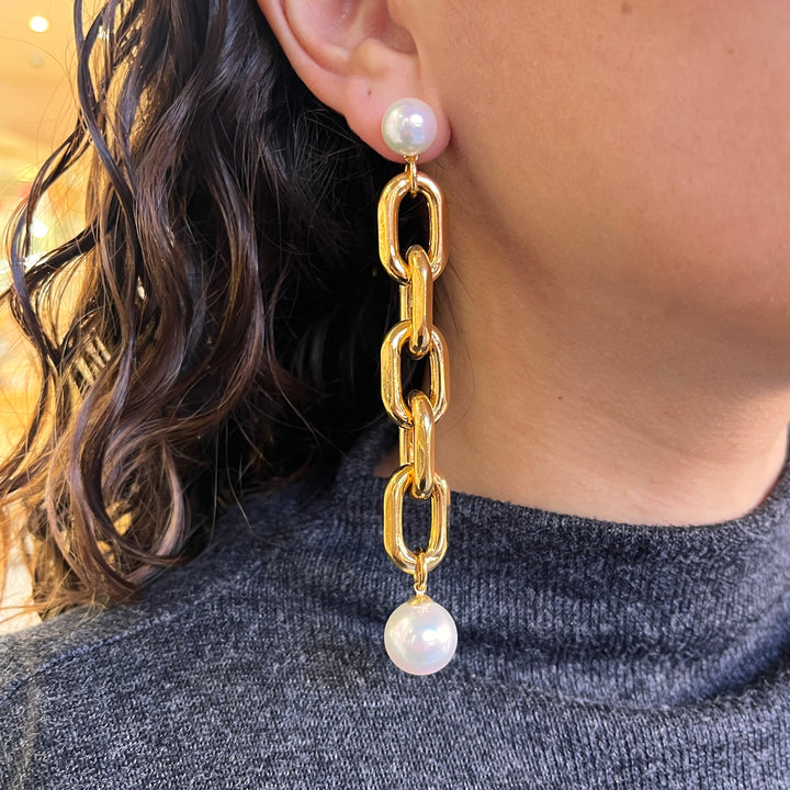 Mallorca pearls gold plated long earrings