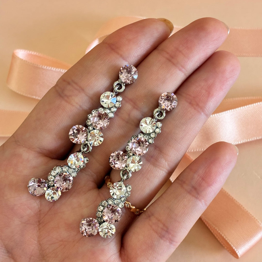 Long lilac Swarovski cryastals earrings
