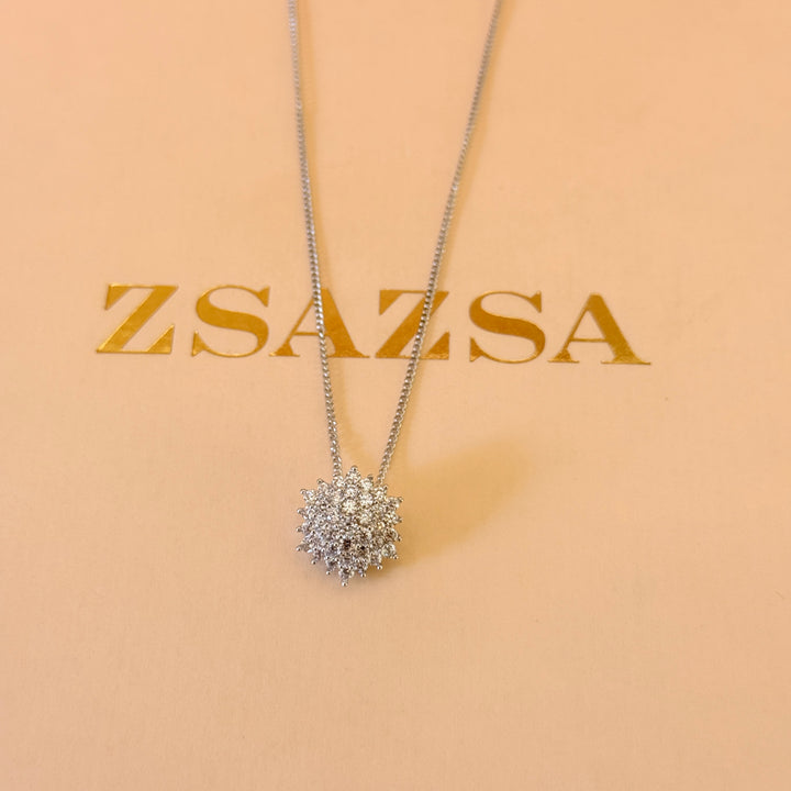 Flower Zircone silver pendant and bracelet